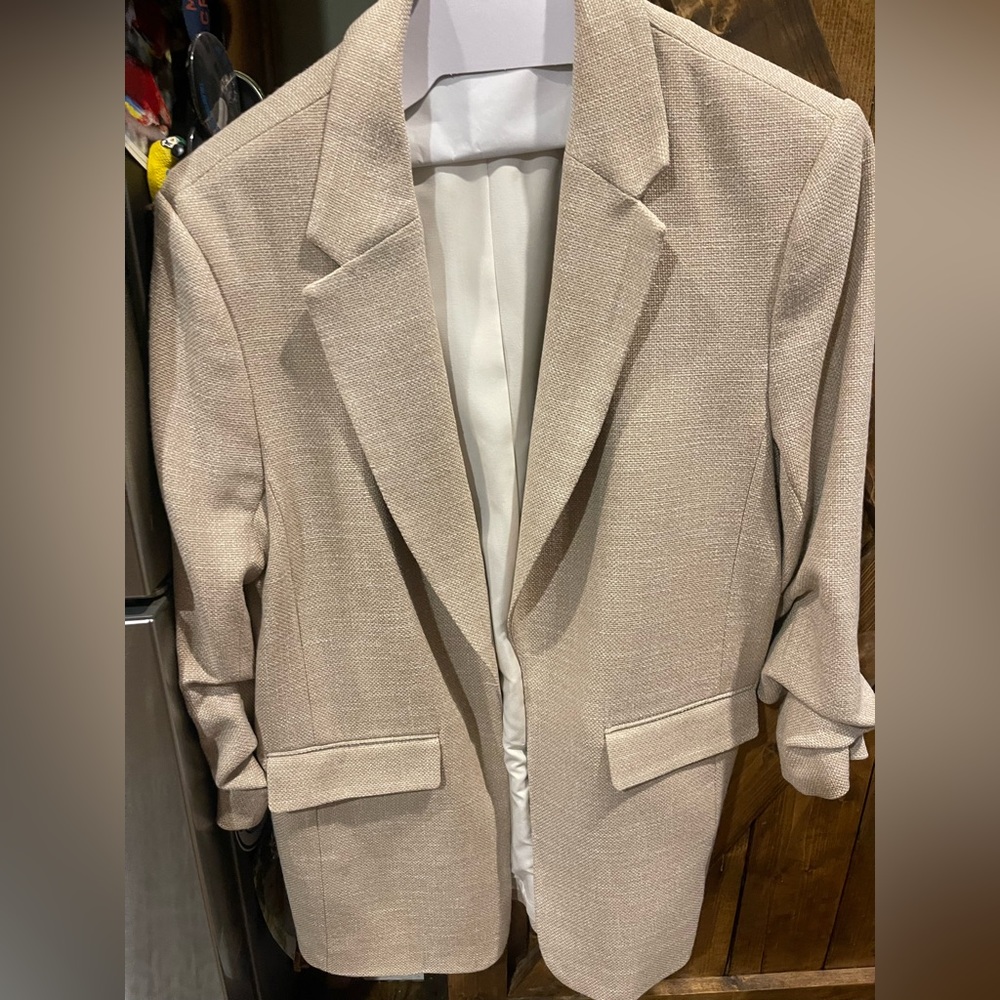 H & M Khaki Linen Blazer size L OS